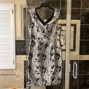 Adrianna Papell silver/black dress, size 8. Worn one time for 3 hours.